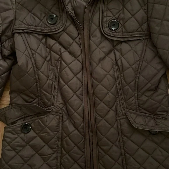 Vince Camuto womens olive quilted lightweight down jacket. Great condition! Sz S - Picture 3 of 6